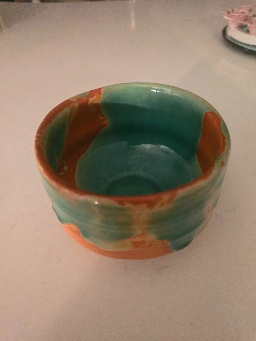 Mino ware matcha bowl tea cup deep sea design